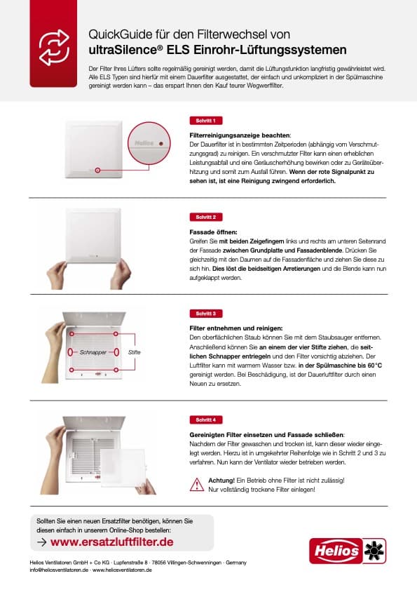 Helios Quickguide ELS Filterwechsel